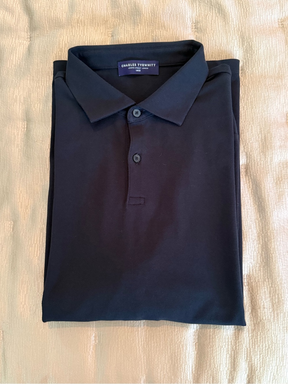 Charles Tyrwhitt Dark Black Polo Shirt with Two-Button Placket